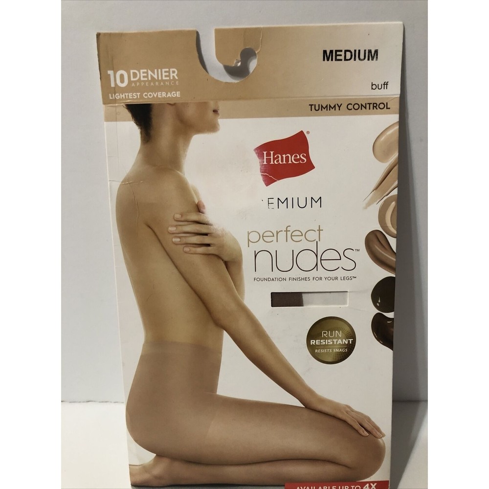 Hanes Premium Perfect Nudes Pantyhose w/Tummy Control Transparent Size Medium